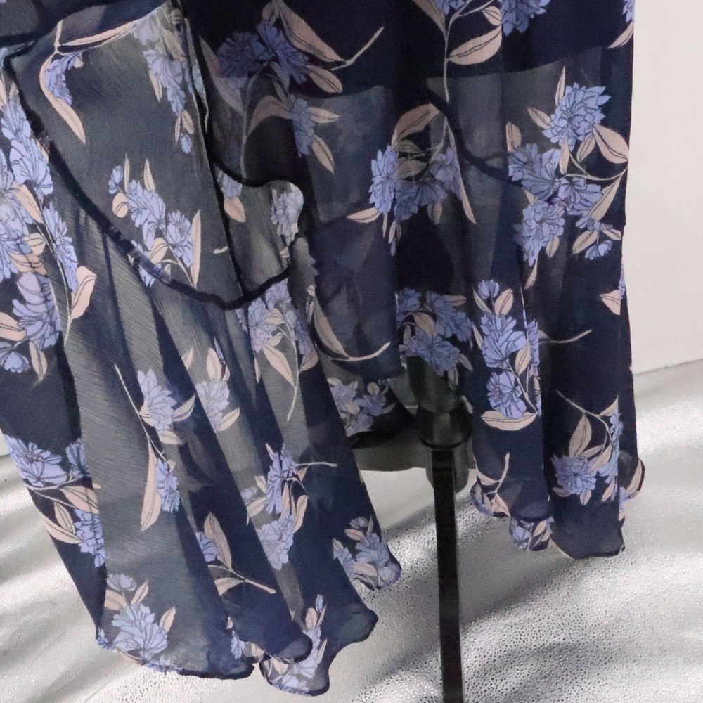 Express Floral Off Shoulder Maxi Dress Size XS Wedding Guest Ruffle Chiffon - Picture 3 of 11